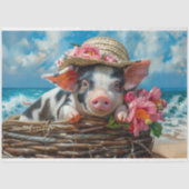 Beach Pig Schwimmen Ozean Decoupage Seidenpapier (Vorderseite)