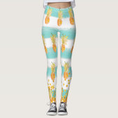 Beach Pineapa Türkis Tropical Leggings (Vorderseite)