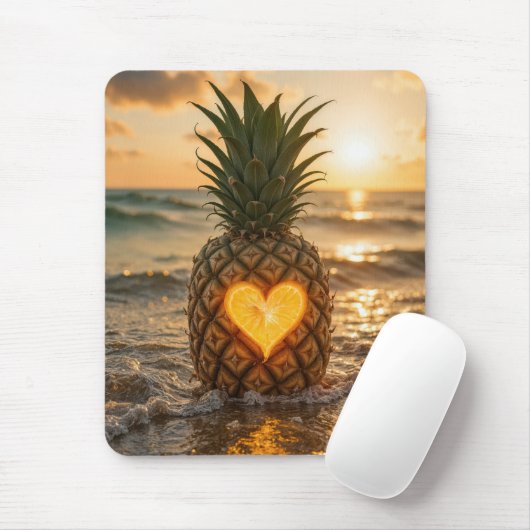 Beach Pineapple With a Carved Out Heart Mousepad (Mit Mouse)