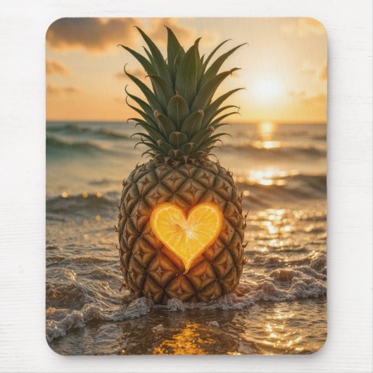 Beach Pineapple With a Carved Out Heart Mousepad (Vorne)