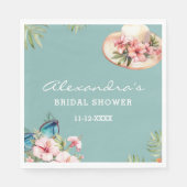 Beach Pink Blume Blaues tropisches Brautparty Serviette (Vorderseite)