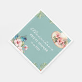 Beach Pink Blume Blaues tropisches Brautparty Serviette (Ecke)