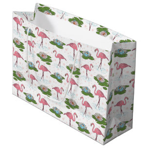 Beach Pink Flamingo Muster Party Geschenktasche Große Geschenktüte
