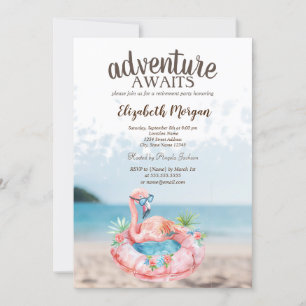 Beach Pink Flamingos Retirement Party Einladung