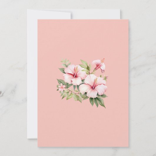 Beach Pink Hibiskus Blume Tropisches Brautparty Einladung (Rückseite)