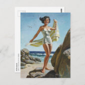 Beach PinUp Postkarte (Vorne/Hinten)