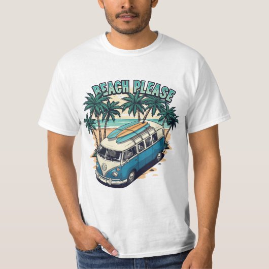 Beach Please Retro-Surf-Van-T-Shirt T-Shirt (Vorderseite)