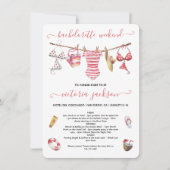 Beach Pool Bachelorette Wochenende Clothesline Einladung (Vorderseite)