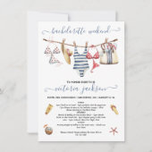 Beach Pool Bachelorette Wochenende Clothesline Inv Einladung (Vorderseite)