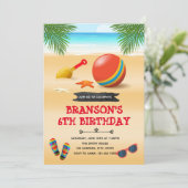 Beach Pool Geburtstagsfeier Einladung Karte (Stehend Vorderseite)