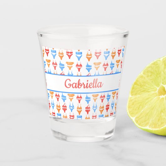 Beach Pool Party Personalisiert Name Bachelorette Schnapsglas (Vorderseite)