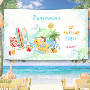 Beach Pool Party Sommer 1. Geburtstag Junge Banner