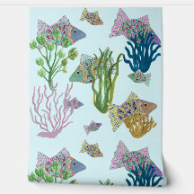 Beach Pop Art Fisch und Meeresanemonen