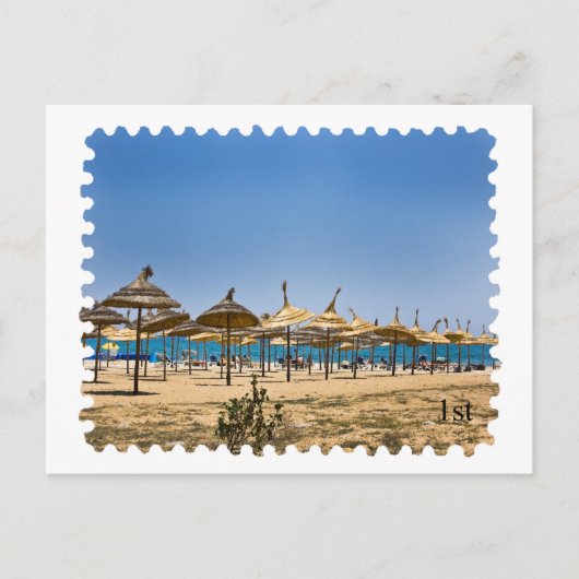 Beach Postage Briefmarke Postkarte (Vorderseite)