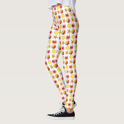 Beach Print Beachball Crab Sun Starfish Sommer Leggings (Links)