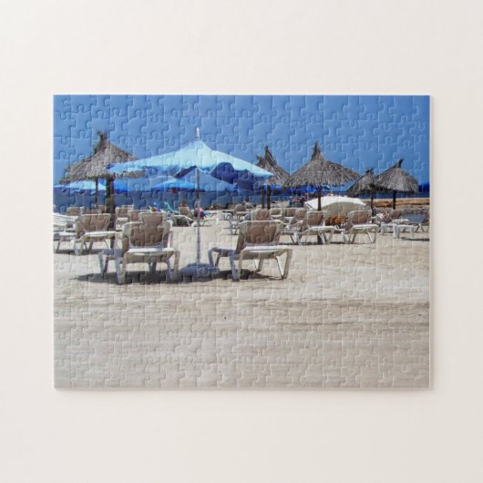 Beach Print mit Lounge-Stühlen, Bambusschirme Puzzle (Horizontal)