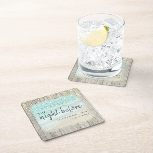 Beach Probe Dinner Rustikale Hochzeit Rechteckiger Pappuntersetzer (Vor Ort)