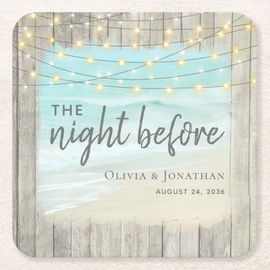 Beach Probe Dinner Rustikale Hochzeit Rechteckiger Pappuntersetzer (Vorderseite)