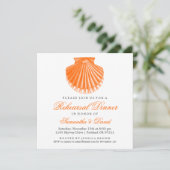 Beach Probe Dinner Scallop Muschel Orange Einladung (Stehend Vorderseite)