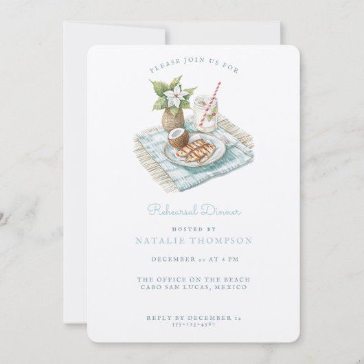 Beach Probe Dinner | Winterhochzeit Einladung (Vorderseite)