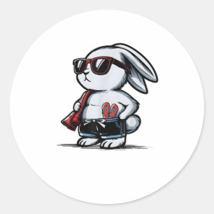 Beach Rabbit Bunny Beach Goer Summer Runder Aufkleber