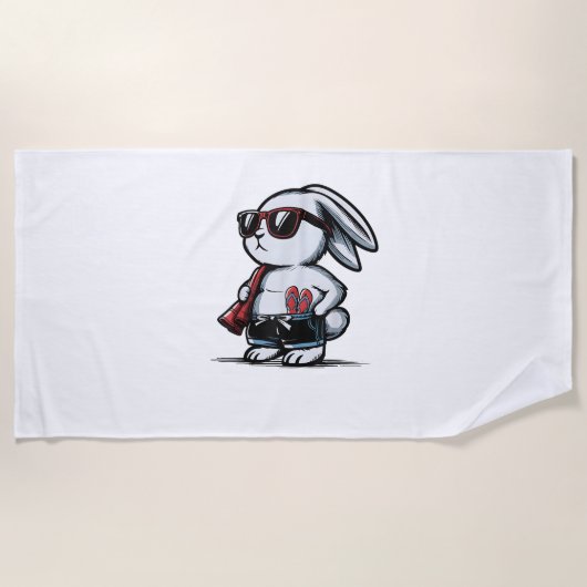 Beach Rabbit Bunny Beach Goer Summer Strandtuch (Vorderseite)