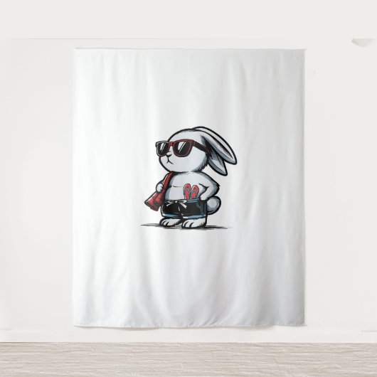 Beach Rabbit Bunny Beach Goer Summer Wandteppich (Vorderseite)