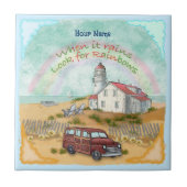 Beach Rainbow Lighthouse Fliese (Vorderseite)