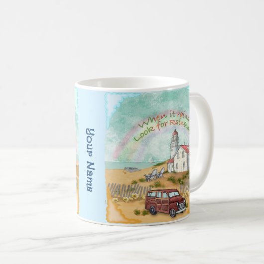 Beach Rainbow Lighthouse Kaffeetasse (VorderseiteRechts)