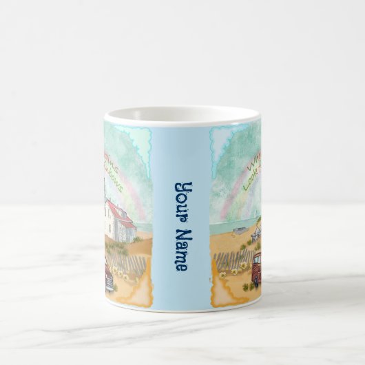 Beach Rainbow Lighthouse Kaffeetasse (Mittel)