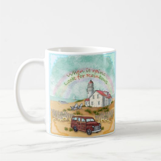 Beach Rainbow Lighthouse Kaffeetasse (Links)