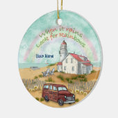 Beach Rainbow Lighthouse Keramik Ornament (Links)