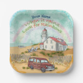 Beach Rainbow Lighthouse Pappteller (Vorderseite)