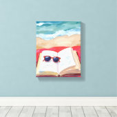 Beach Read | Ocean Waves Watercolor Painting Leinwanddruck (Insitu (Holzboden))