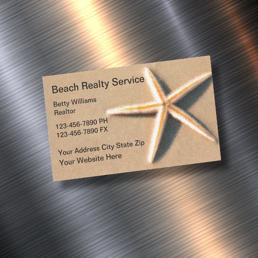 Beach Real Anwesen Starfish Design Magnetische Visitenkarte