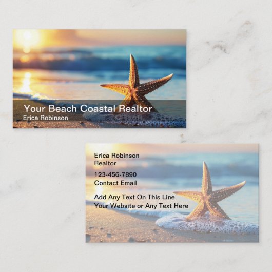 Beach Realtor Coastal Ocean Thema Visitenkarte (Vorne/Hinten)
