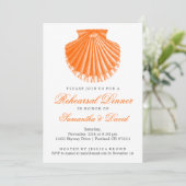 Beach Rehearsal Dinner Scallop Shell Orange Einladung (Stehend Vorderseite)