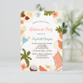 Beach Relax Pool Summer Retirement Party Einladung (Stehend Vorderseite)