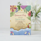 Beach Relax Summer Retirement Party Einladung (Stehend Vorderseite)