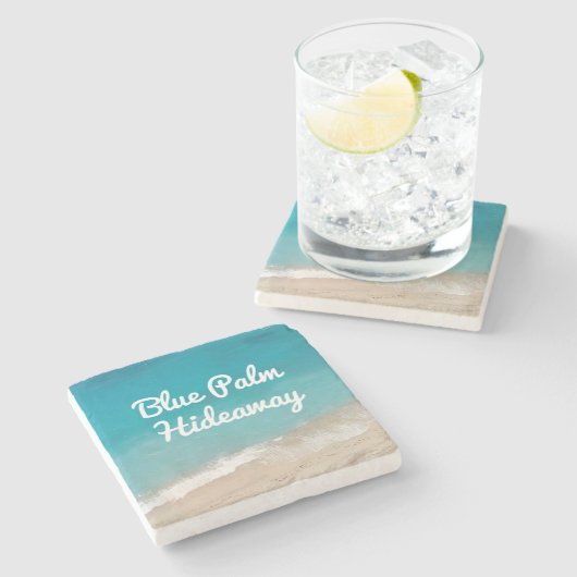 Beach Rental Retro Mod Custom Steinuntersetzer (Seitenansicht)