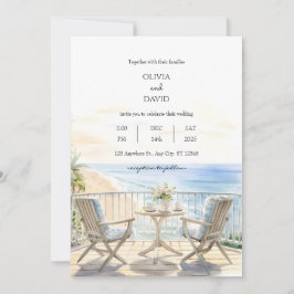 Beach Resort Balcony Ocean View Beach Hochzeit Einladung