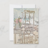 Beach Retro Arbor String Lights Save the Date (Vorderseite)