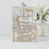 Beach Retro Arbor String Lights Save the Date (Stehend Vorderseite)
