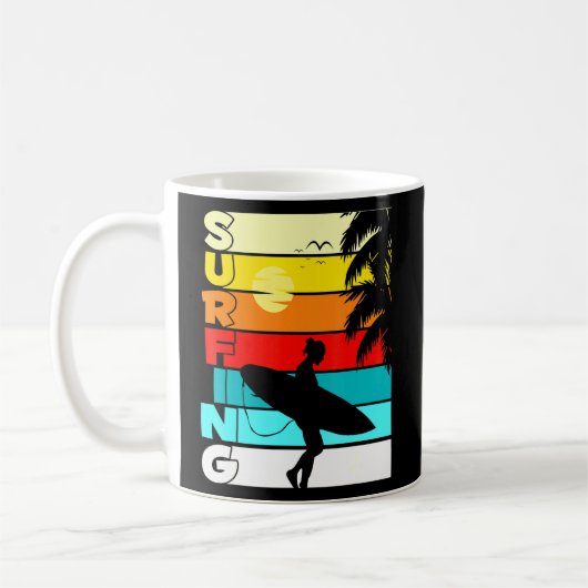 Beach Retro Surfer Palms Urlaub Wandern Sonnenunte Kaffeetasse (Links)