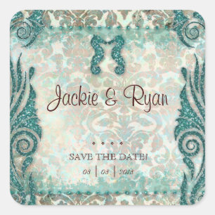 Beach Rett Date Wedding Stickers Seepferd