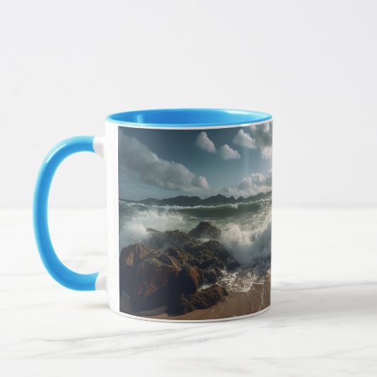 Beach Rocks Sea and Waves Tasse (Links)