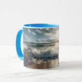 Beach Rocks Sea and Waves Tasse (Vorderseite Links)