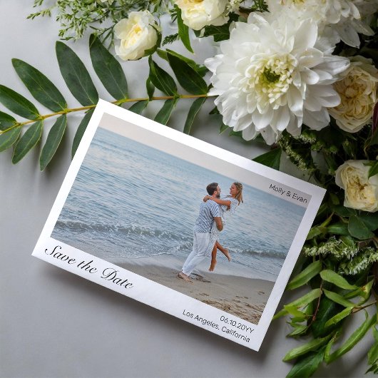 Beach Romance Border Foto Wedding Save the Date Magneteinladung