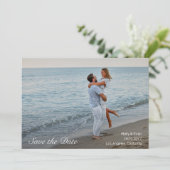 Beach Romance Foto Wedding Save the Date Einladung (Stehend Vorderseite)