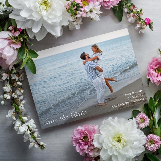 Beach Romance Foto Wedding Save the Date Postkarte